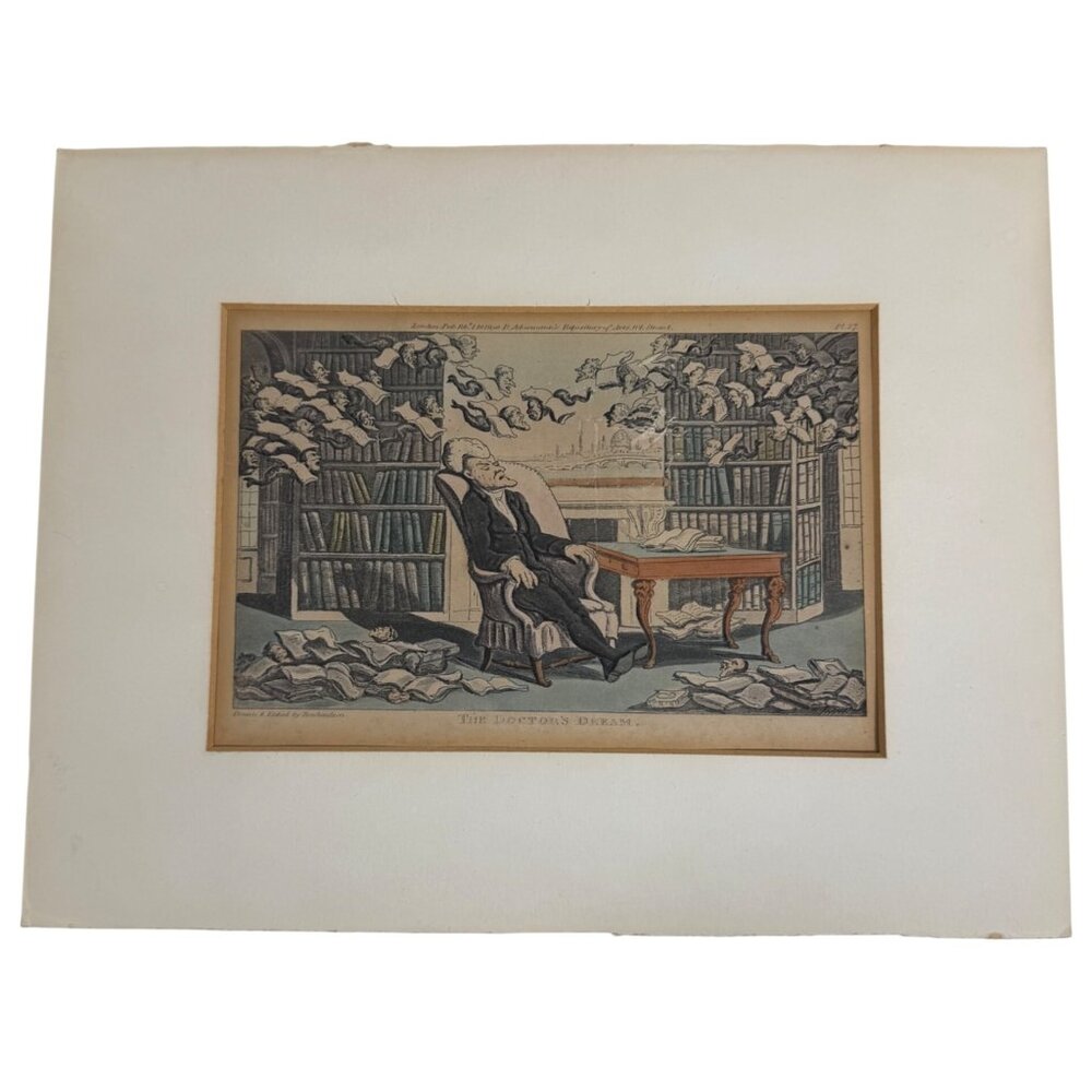 Antique Dr Syntax Illustration Print The Doctors Dream by Thomas Rowlandson